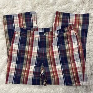 90's Y2K Ralph Lauren Madras Plaid Multicolor Pants Trousers Preppy Size 8
